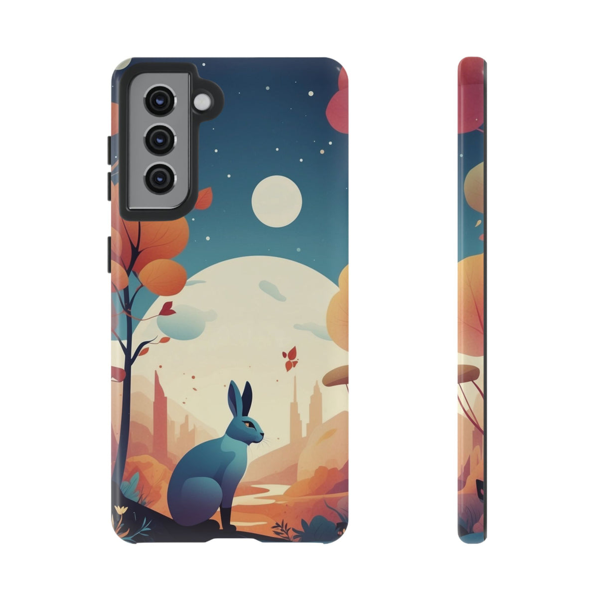 Stylised Blue Hare Design Phone Case - Multicolor Phone Case - Samsung Galaxy S21 / Glossy