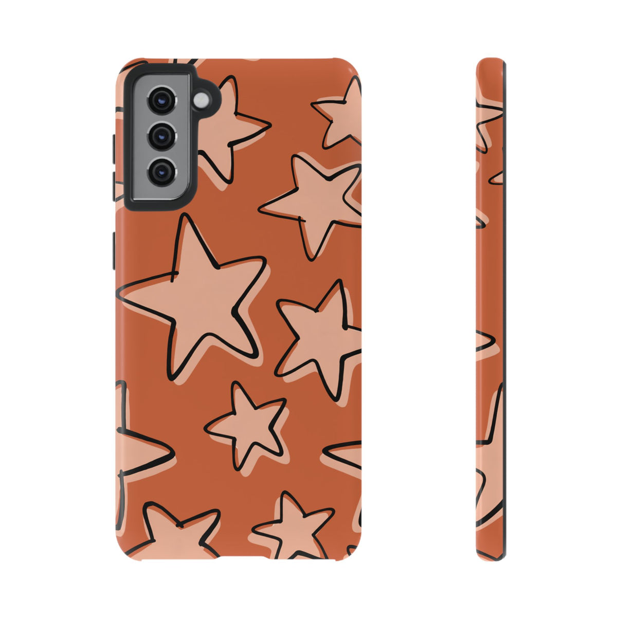 Burnt Orange Doodle Star Phone Case