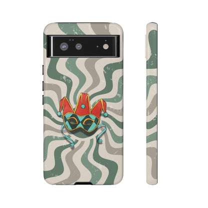 Google Pixel 6 / Glossy Phone Case - Venetian Jester Mask – Green Retro Soft Revival Phone Case