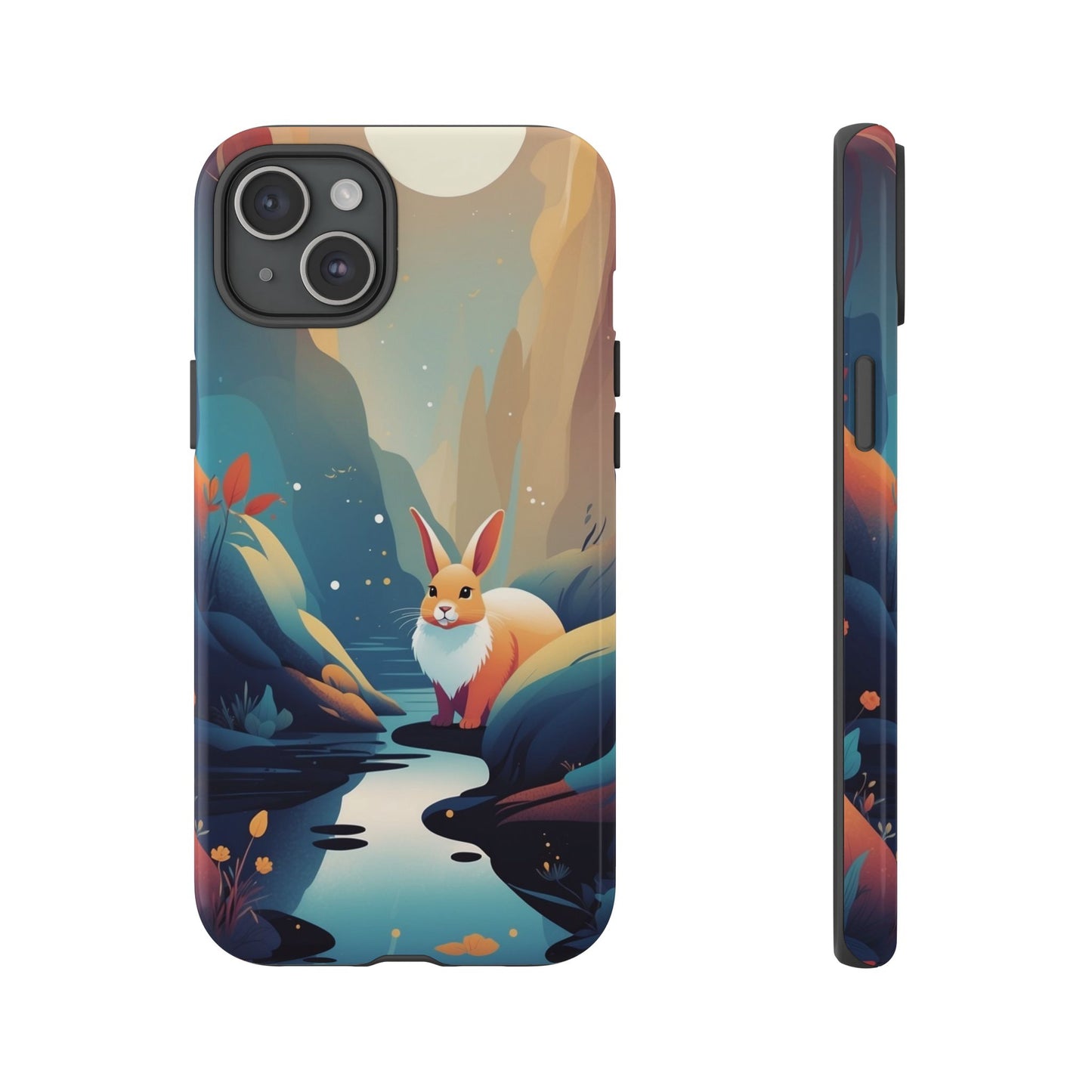 iPhone 15 Plus / Glossy Phone Case - Stylised Rabbit Design Phone Case