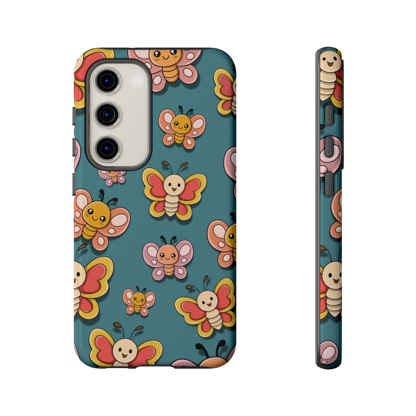 Blue Butterfly Sticker Design Phone Case - Blue Phone Case - Samsung Galaxy S23 / Glossy