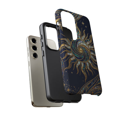 Elegant Navy & Gold Solar Spiral Phone Case