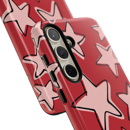 Cherry Red Doodle Star Phone Case