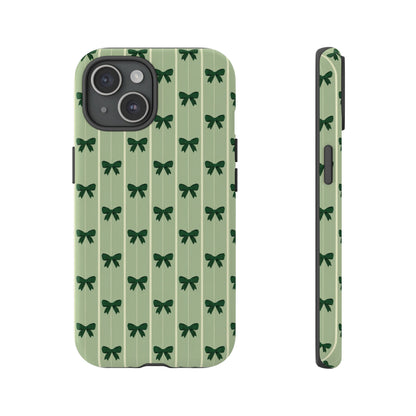 Retro Forest Green Bow Pattern Phone Case