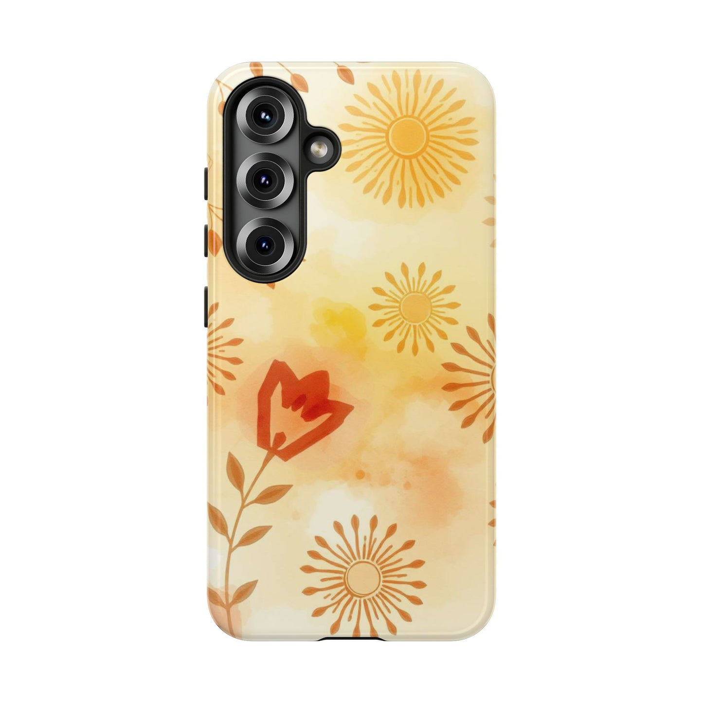 Samsung Galaxy S25 / Glossy Phone Case - Boho Chic Watercolour Pattern Phone Case