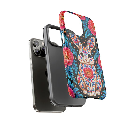 Cute Pink and Turquoise Calavera Bunny Phone Case - Multicolor Phone Case