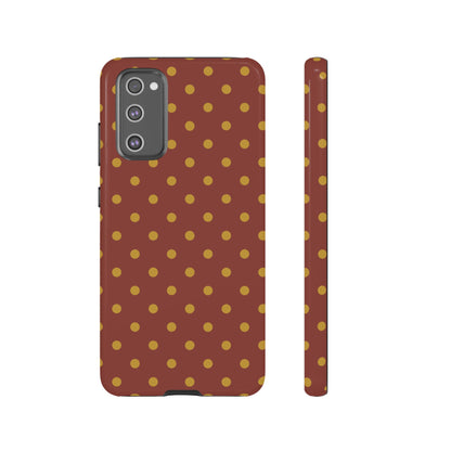Trendy Brown & Mustard Dot Pattern Phone Case