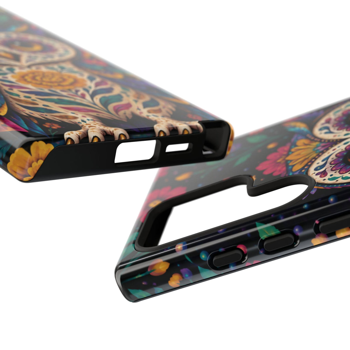 Vibrant Purple and Teal Calavera Owl Phone Case - Multicolor Phone Case