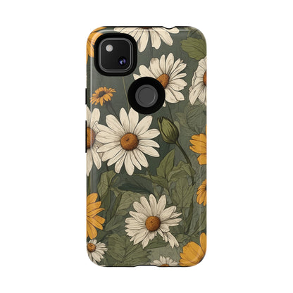 Boho Chic Daisies Floral Pattern "White & Yellow" Phone Case