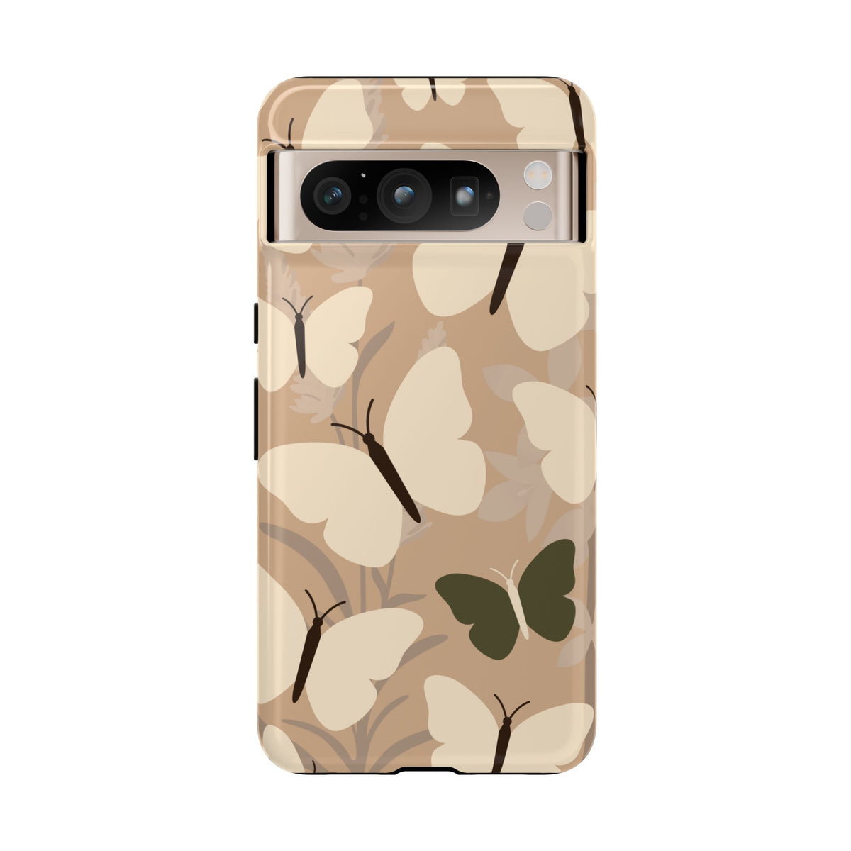 Minimalist Beige Butterfly Pattern Phone Case - Beige Phone Case - Google Pixel 8 Pro / Glossy