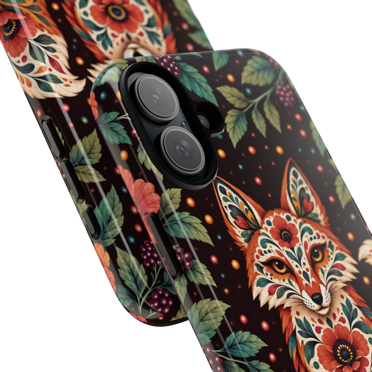 Vibrant Terracotta and Teal Calavera Fox Phone Case - Multicolor Phone Case