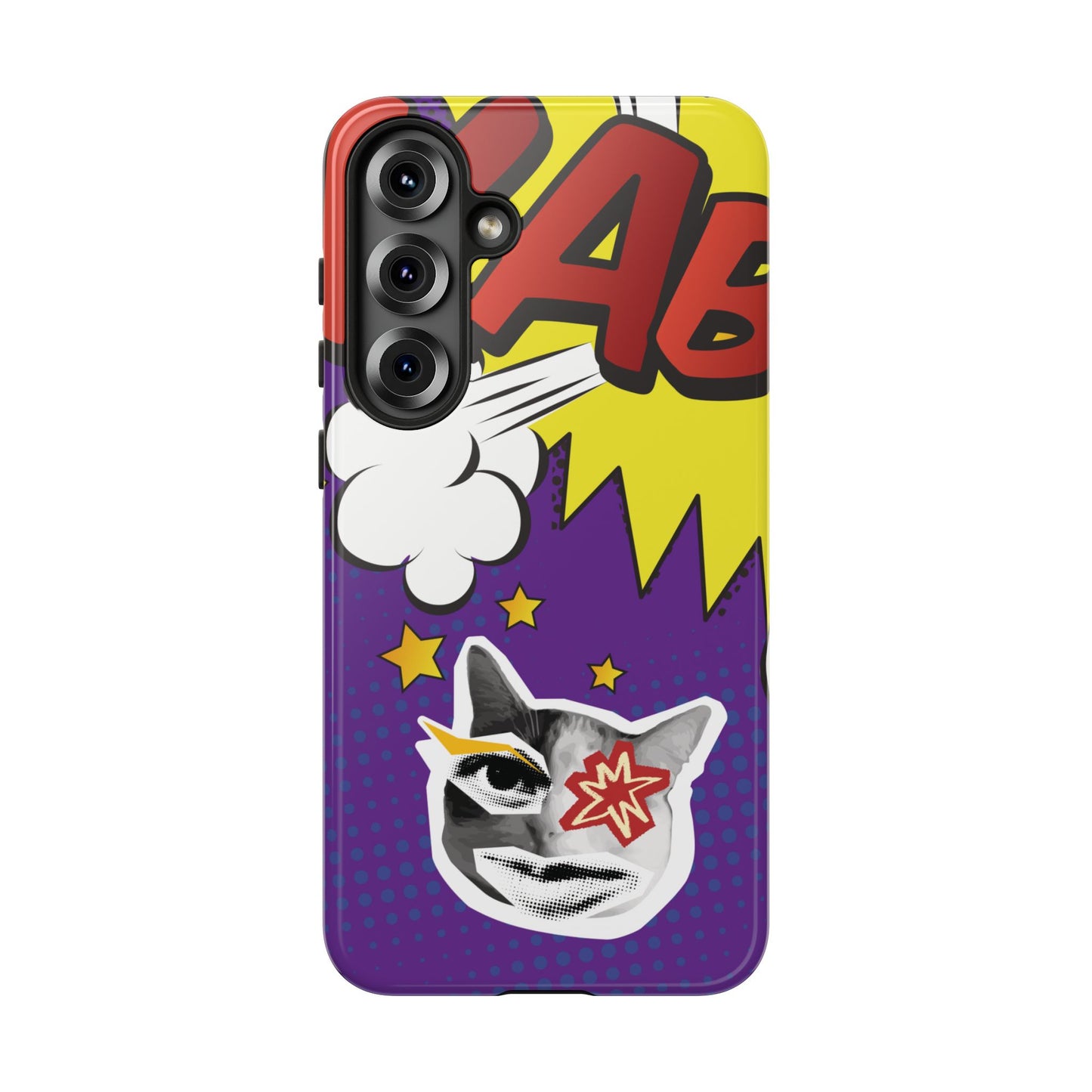 Bold Purple Pop Art Cat Phone Case - Purple Phone Case - Samsung Galaxy S25 Plus / Glossy