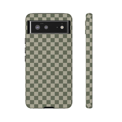 Google Pixel 6 / Glossy Phone Case - ’Bold Olive Green Checkered Pattern’ Phone Case