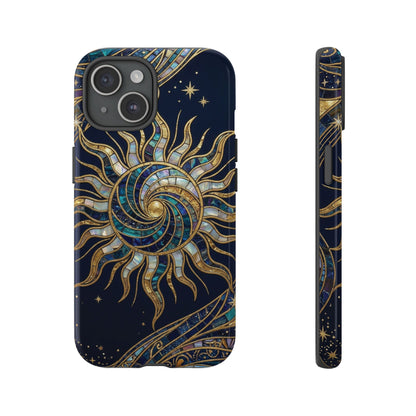Elegant Navy & Gold Solar Spiral Phone Case