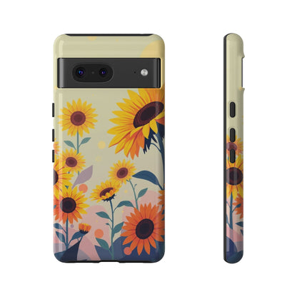 Google Pixel 7 / Glossy Phone Case - Modern Flat Sunflower Design Phone Case
