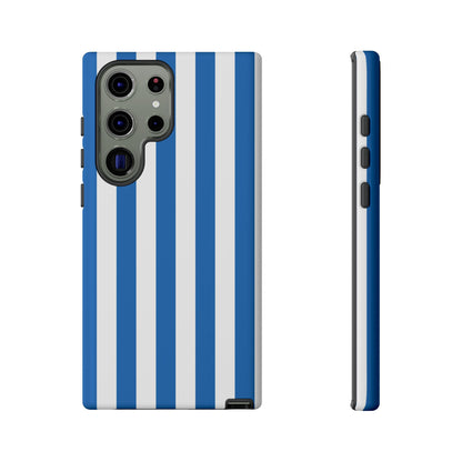 Samsung Galaxy S23 Ultra / Glossy Phone Case - Simple Light Blue & White Stripe Pattern Phone Case