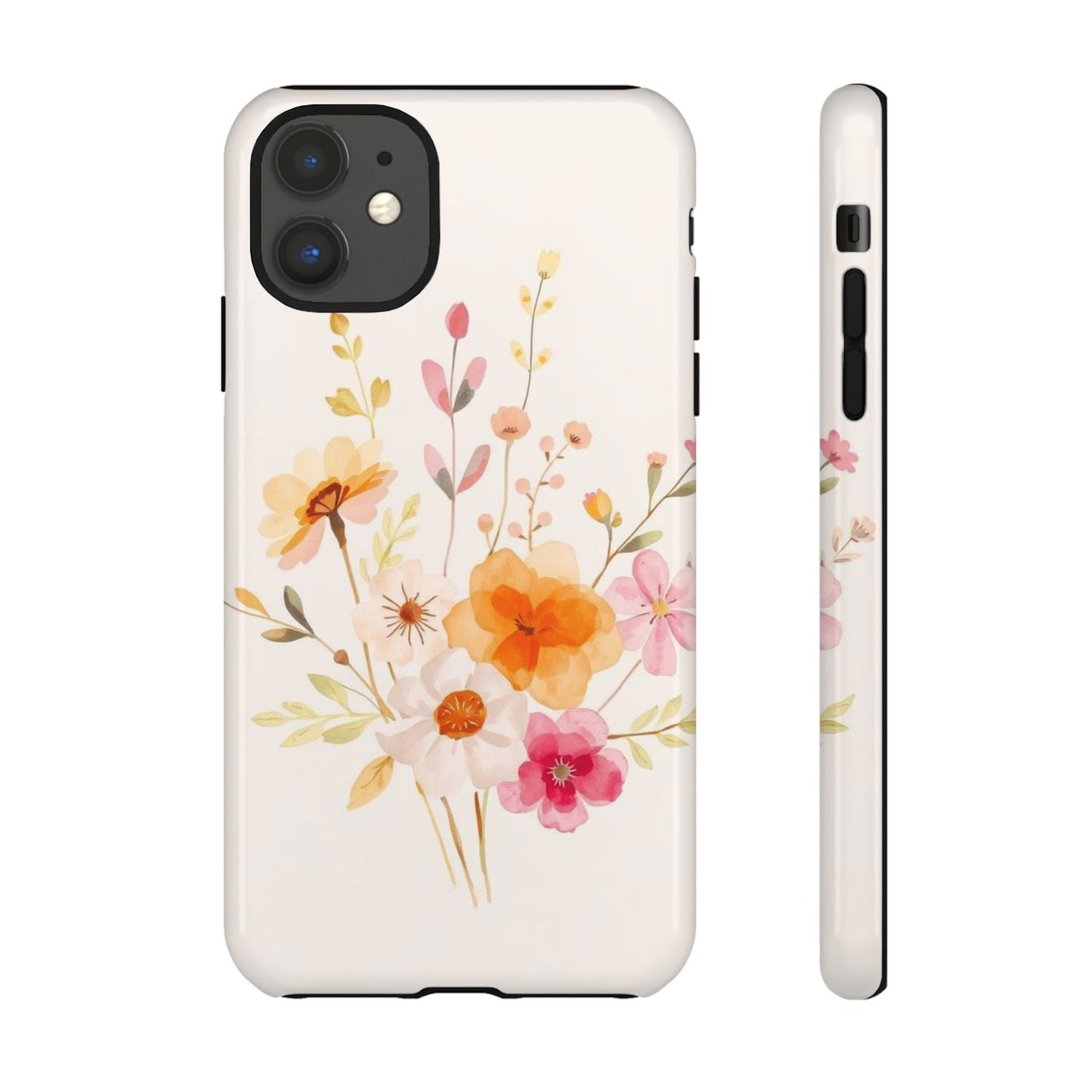 iPhone 11 / Glossy Phone Case - Boho Chic Watercolour Flower Pattern Phone Case