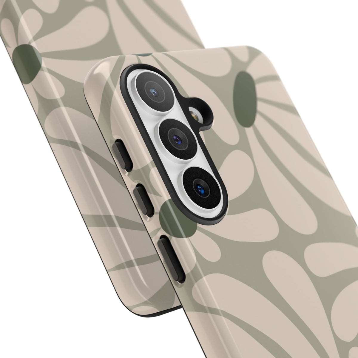 Retro Cream & Green Daisy Pattern Phone Case - White Phone Case