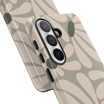 Retro Cream & Green Daisy Pattern Phone Case - White Phone Case