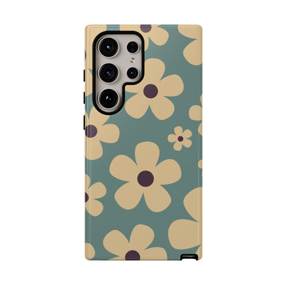 Cute Blue & Cream Daisy Pattern Phone Case - Blue Phone Case - Samsung Galaxy S24 Ultra / Glossy