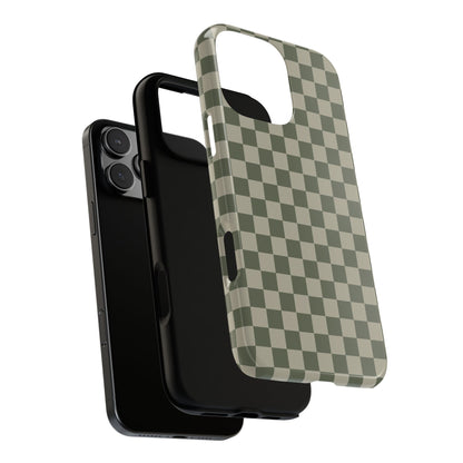Bold Olive Green Checked Pattern Phone Case - Green Phone Case