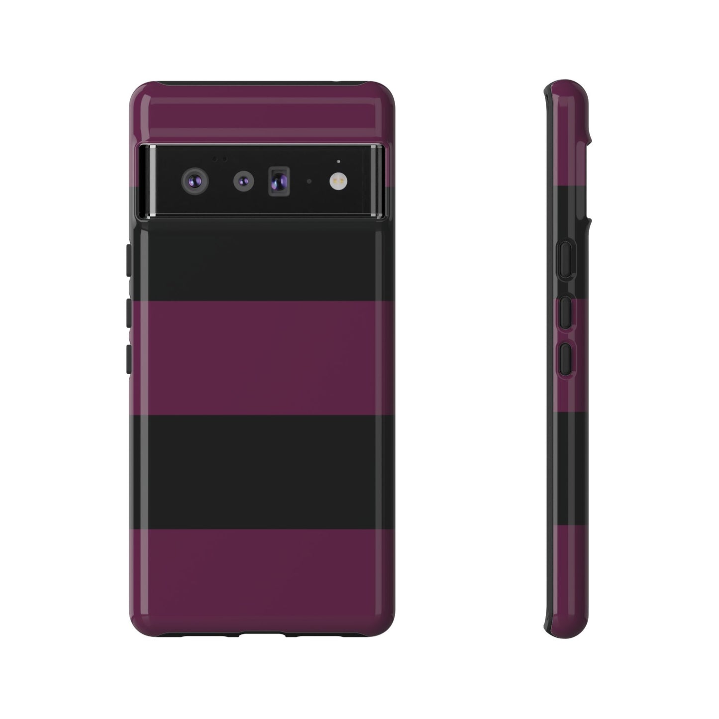 Google Pixel 6 Pro / Glossy Phone Case - Purple & Black Horizontal Stripe Pattern Phone Case