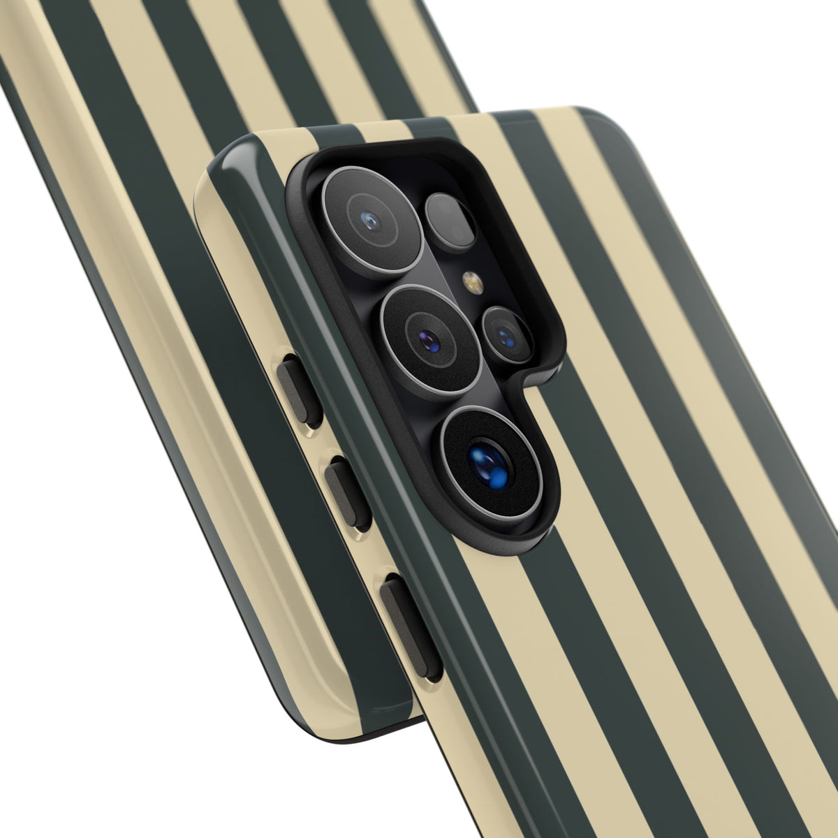 Green & Beige Stripe Pattern Phone Case - Green Phone Case