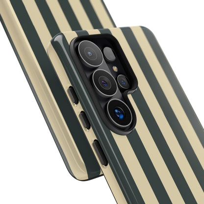 Green & Beige Stripe Pattern Phone Case - Green Phone Case