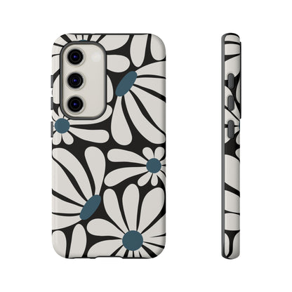 Samsung Galaxy S23 / Glossy Phone Case - Retro Black Daisy Pattern Phone Case