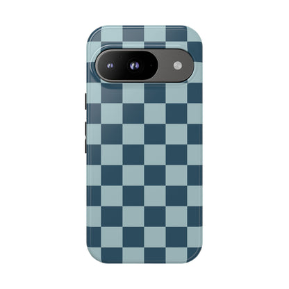 Google Pixel 9 / Glossy Phone Case - ’Blue Checkered Pattern’ Phone Case
