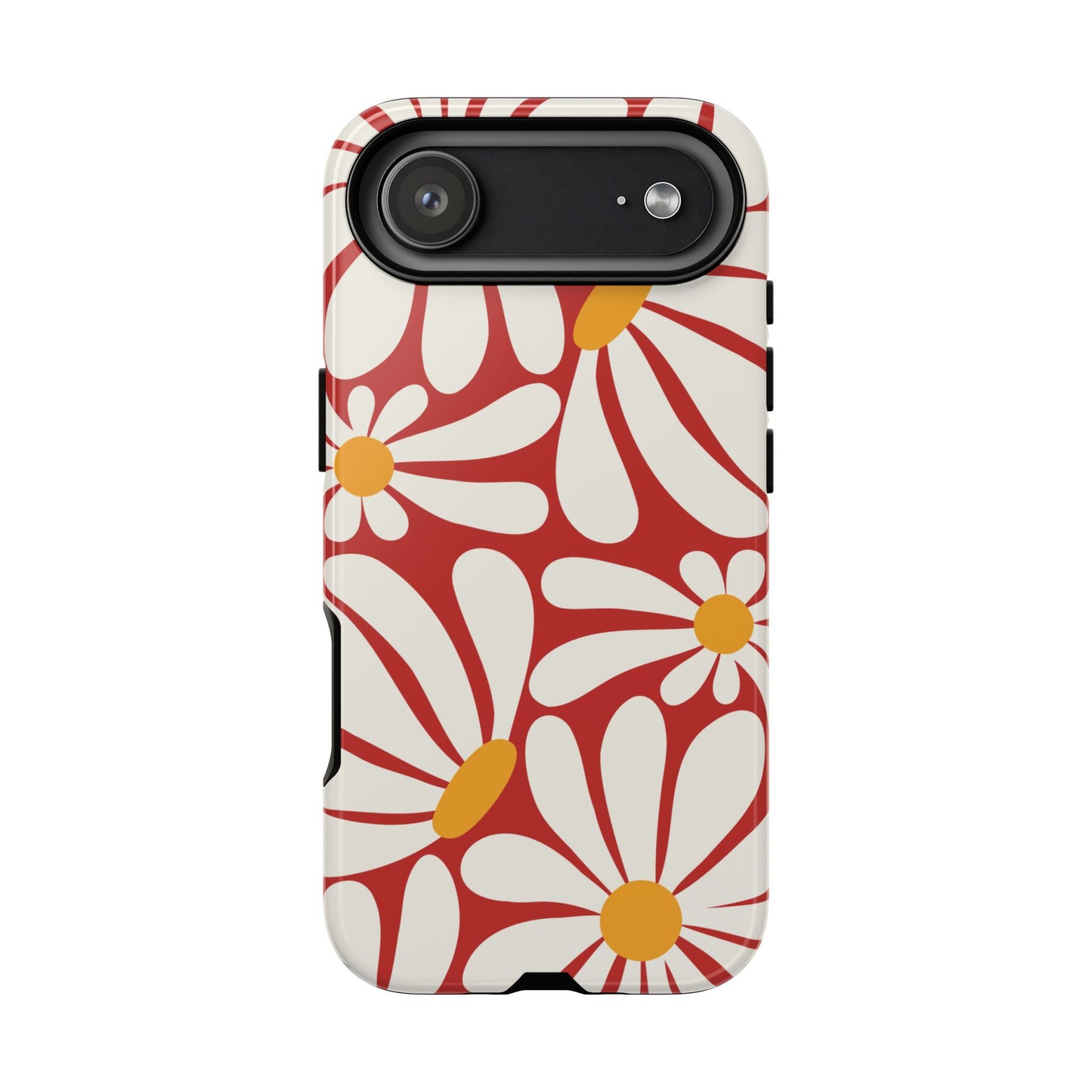 Retro Red Daisy Pattern Phone Case - Red Phone Case - iPhone 17 Air / Glossy