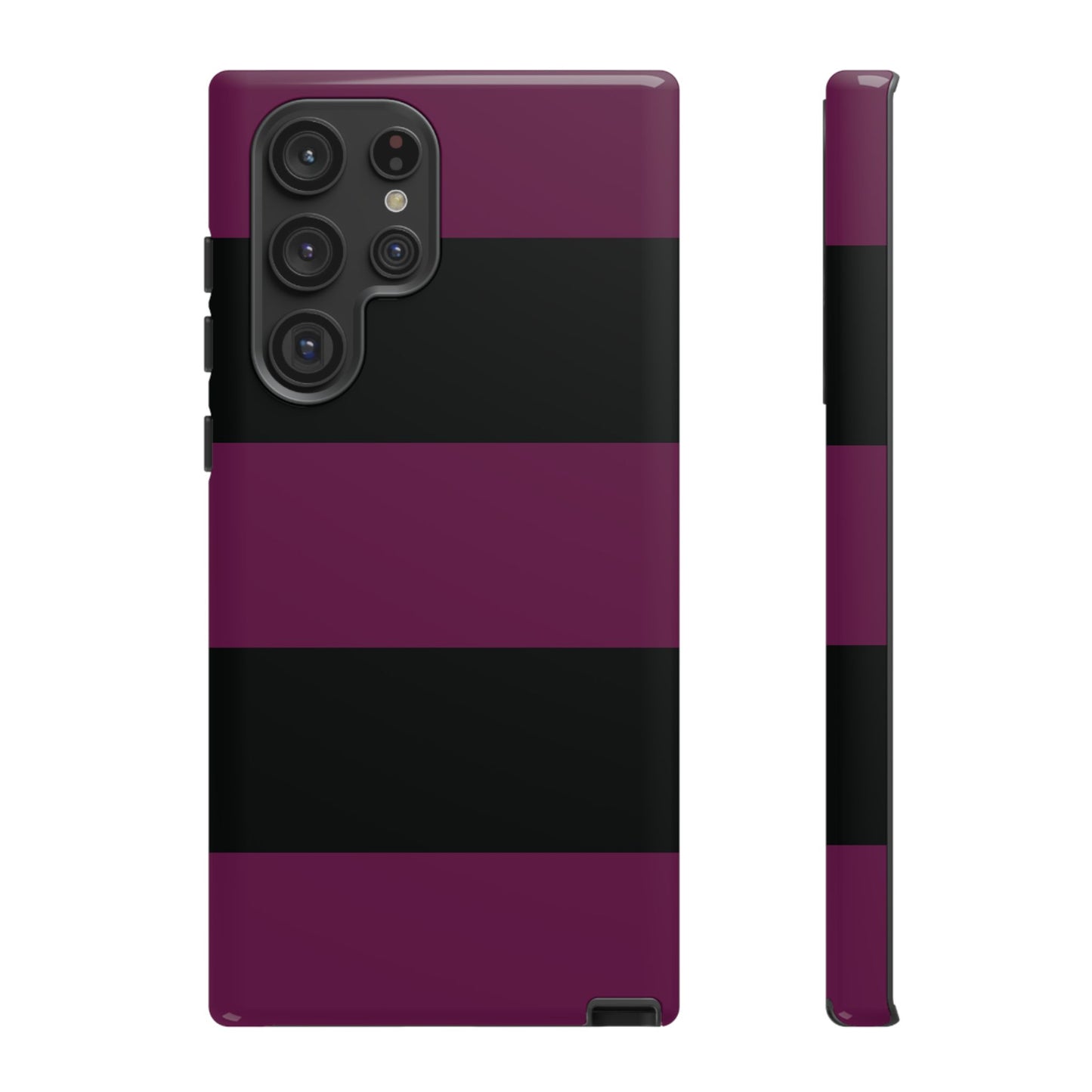 Samsung Galaxy S22 Ultra / Glossy Phone Case - Purple & Black Horizontal Stripe Pattern Phone Case