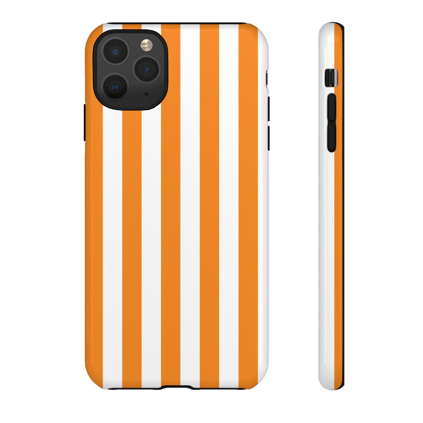 iPhone 11 Pro Max / Glossy Phone Case - Simple Yellow & White Stripe Pattern Phone Case