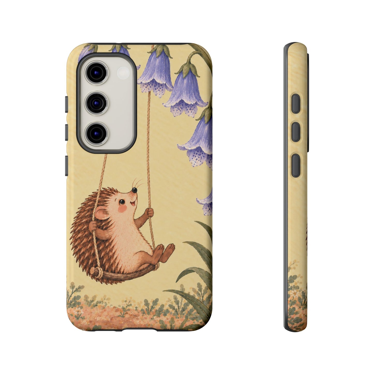Whimsical Buttercream Hedgehog and Bluebell Phone Case - Yellow Phone Case - Samsung Galaxy S23 / Glossy