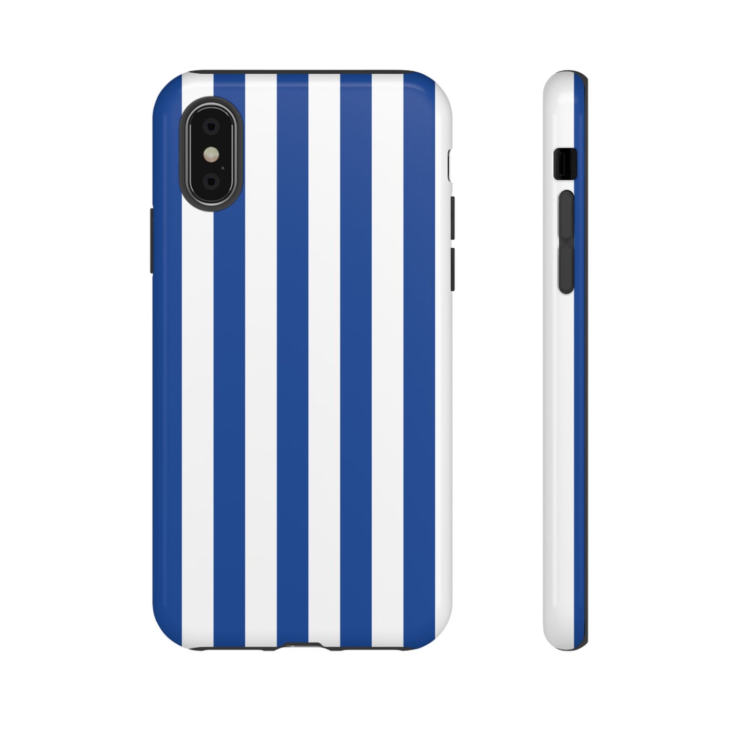 iPhone XS / Glossy Phone Case - Simple Blue & White Stripe Pattern Phone Case