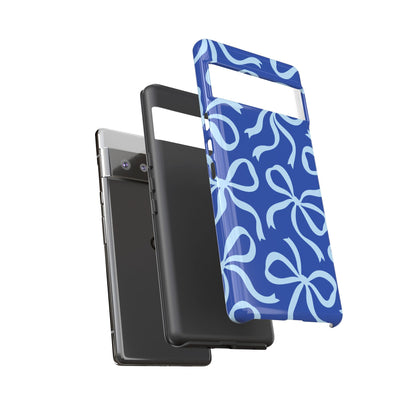 Bold Cobalt Blue and Powder Blue Bow Pattern Phone Case