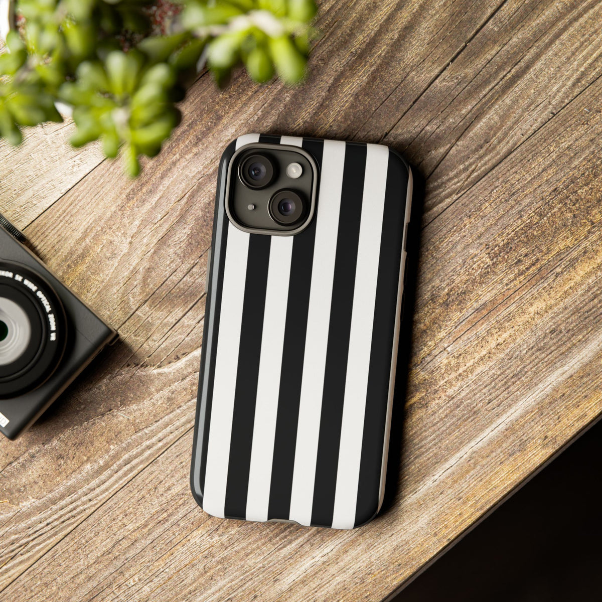 Simple Black & White Stripe Pattern Phone Case - White Phone Case