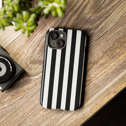Simple Black & White Stripe Pattern Phone Case - White Phone Case