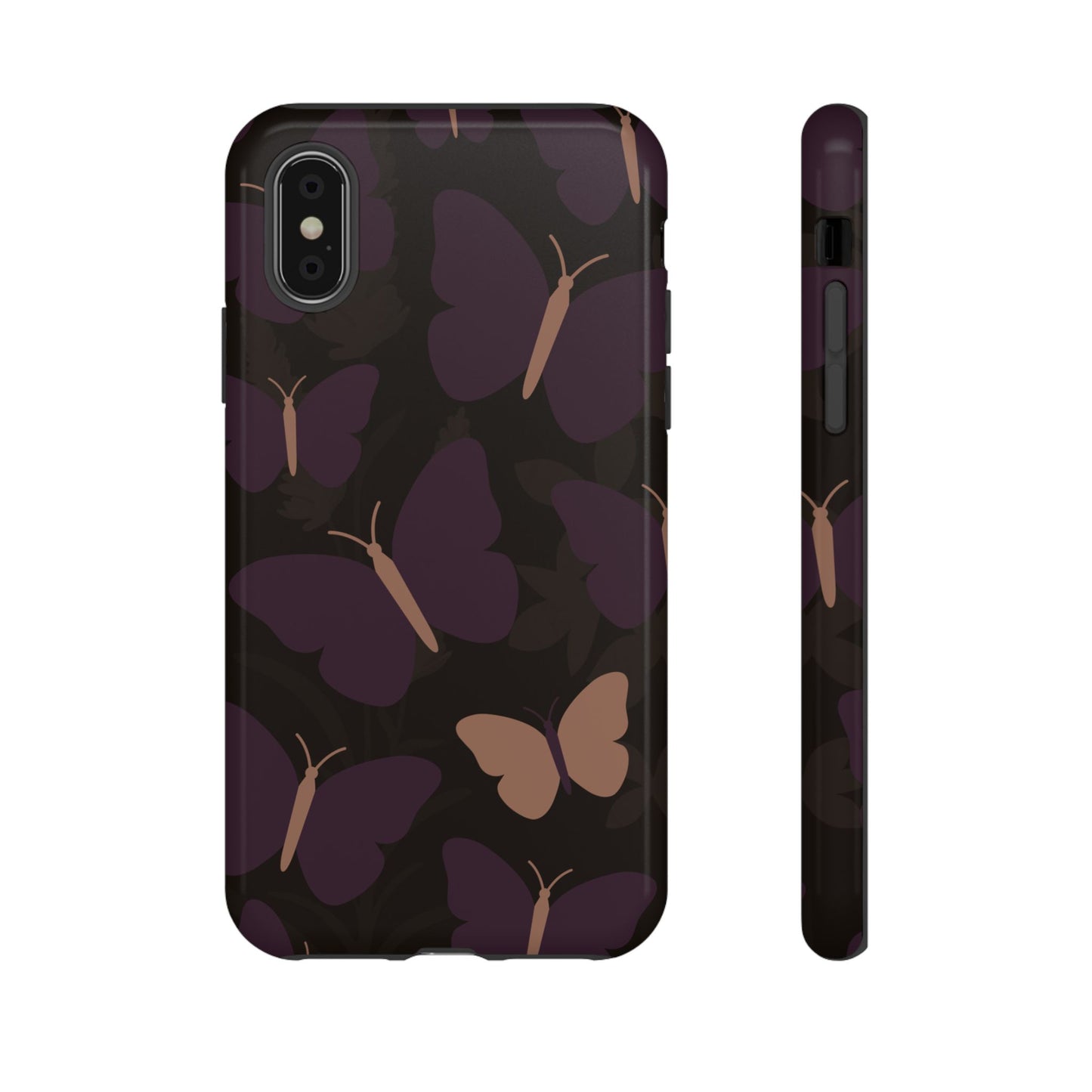 iPhone XS / Glossy Phone Case - Minimalist Purple Butterfly Pattern Phone Case
