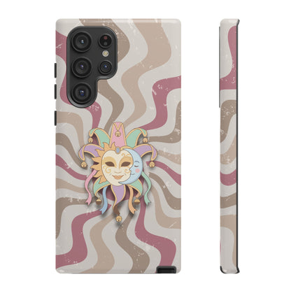 Sun & Moon Jester Mask – Pink Retro Wave Phone Case - Pink Phone Case - Samsung Galaxy S22 Ultra / Glossy