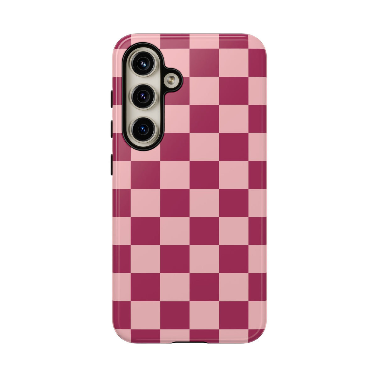 Pink Checked Pattern Phone Case - Pink Phone Case - Samsung Galaxy S24 / Glossy