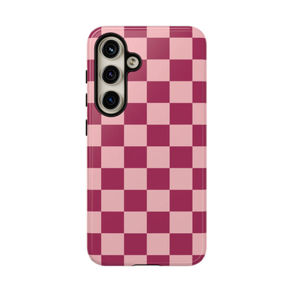 Pink Checked Pattern Phone Case - Pink Phone Case - Samsung Galaxy S24 / Glossy