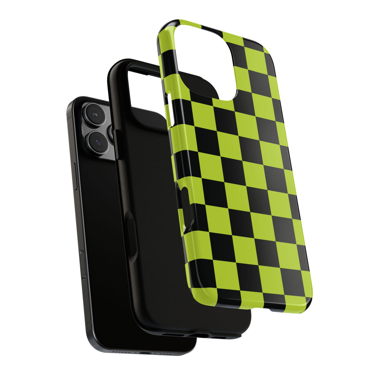 Trendy Neon Lime Green & Black Checked Pattern Phone Case - Green Phone Case
