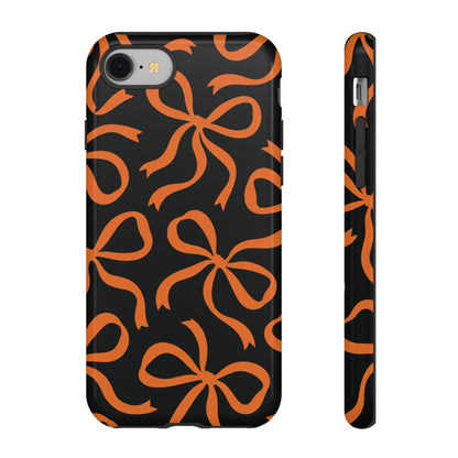 Bold Black and Burnt Orange Bow Pattern Phone Case