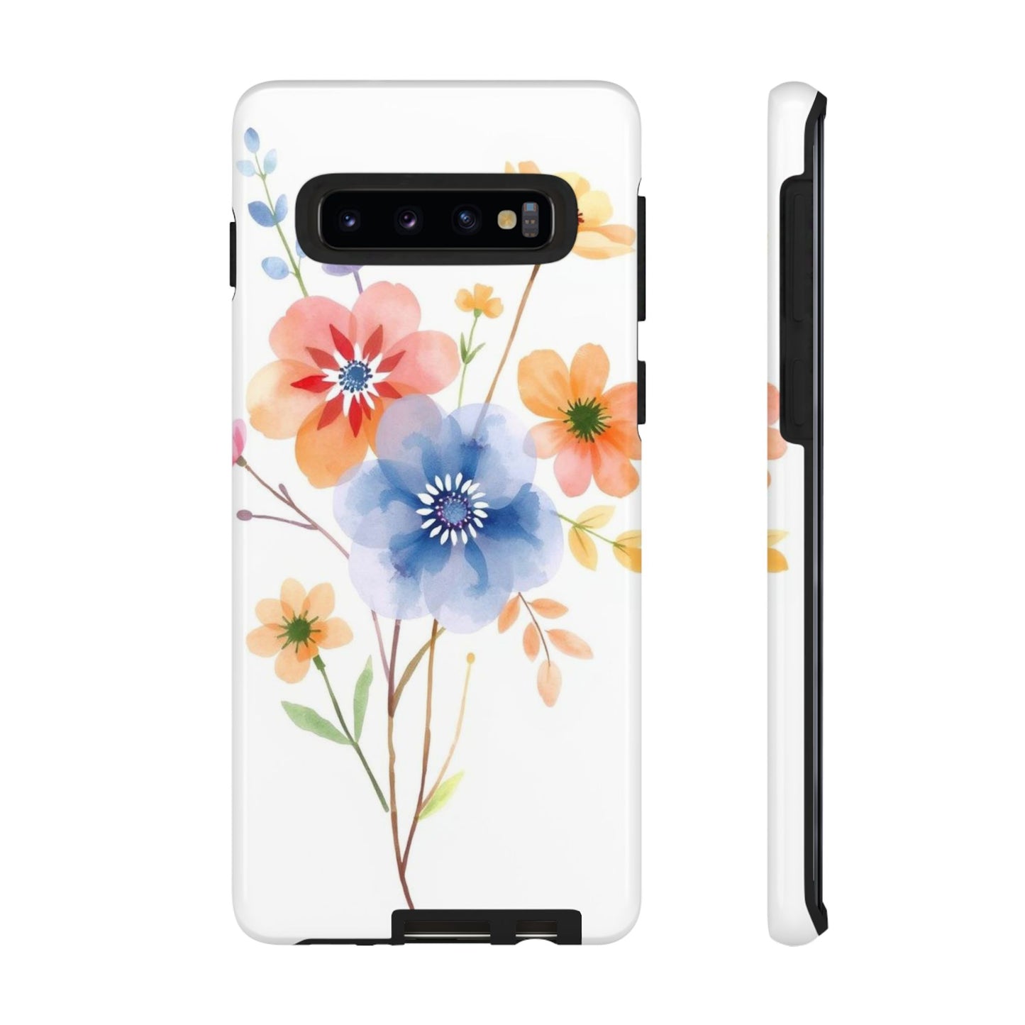 Samsung Galaxy S10 / Glossy Phone Case - Boho Chic Watercolour Bouquet Pattern Phone Case