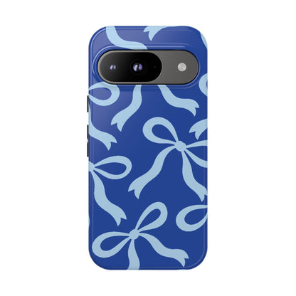 Bold Cobalt Blue and Powder Blue Bow Pattern Phone Case - Blue Phone Case - Google Pixel 9 / Glossy
