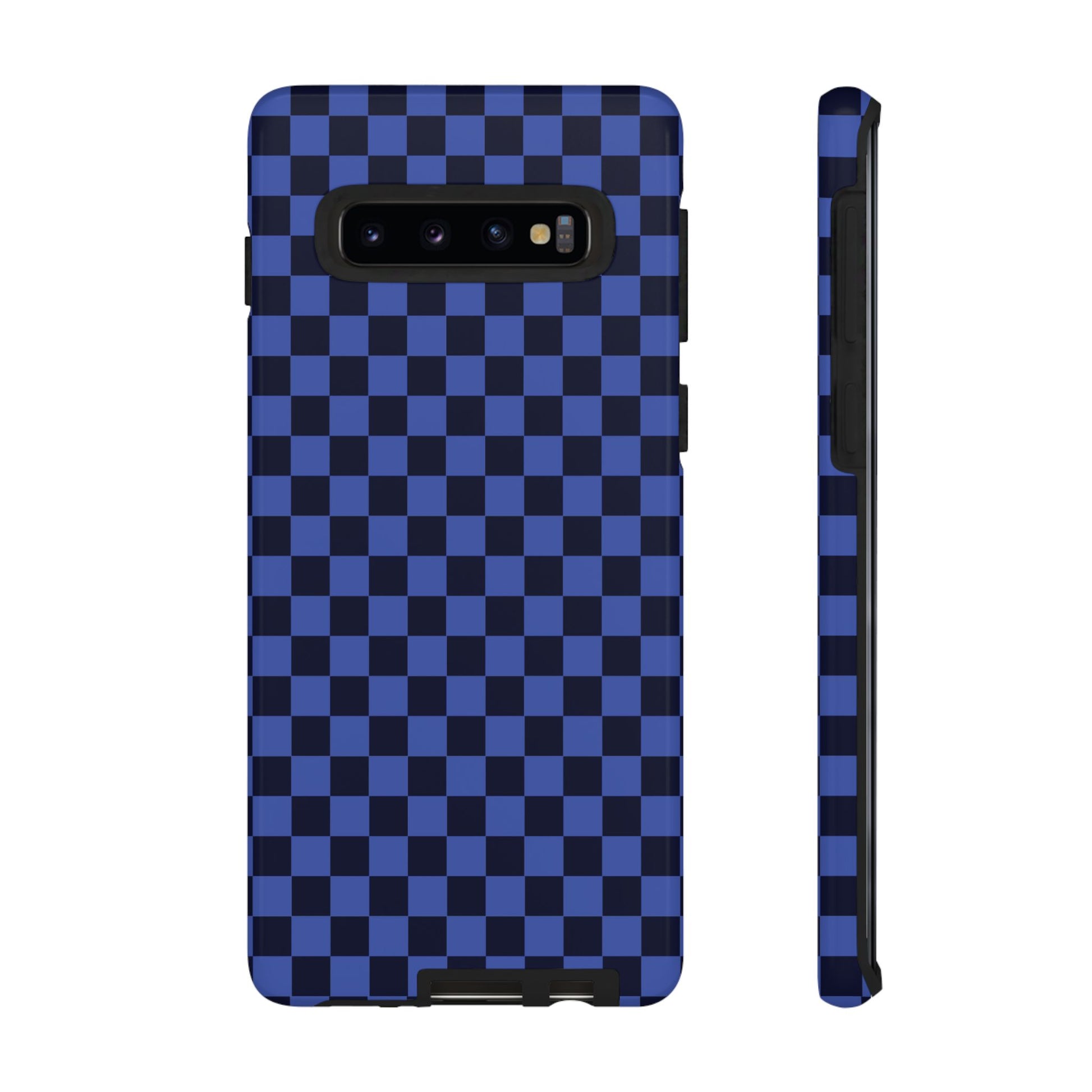 Samsung Galaxy S10 / Glossy Phone Case - ’Bold Blue Checkered Pattern’ Phone Case