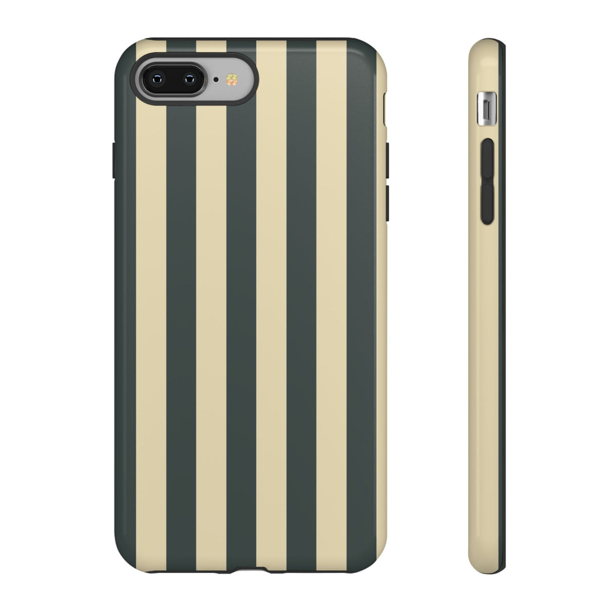 Green & Beige Stripe Pattern Phone Case - Green Phone Case - iPhone 8 Plus / Glossy