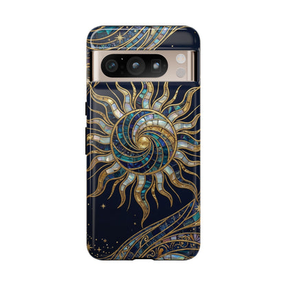 Elegant Navy & Gold Solar Spiral Phone Case