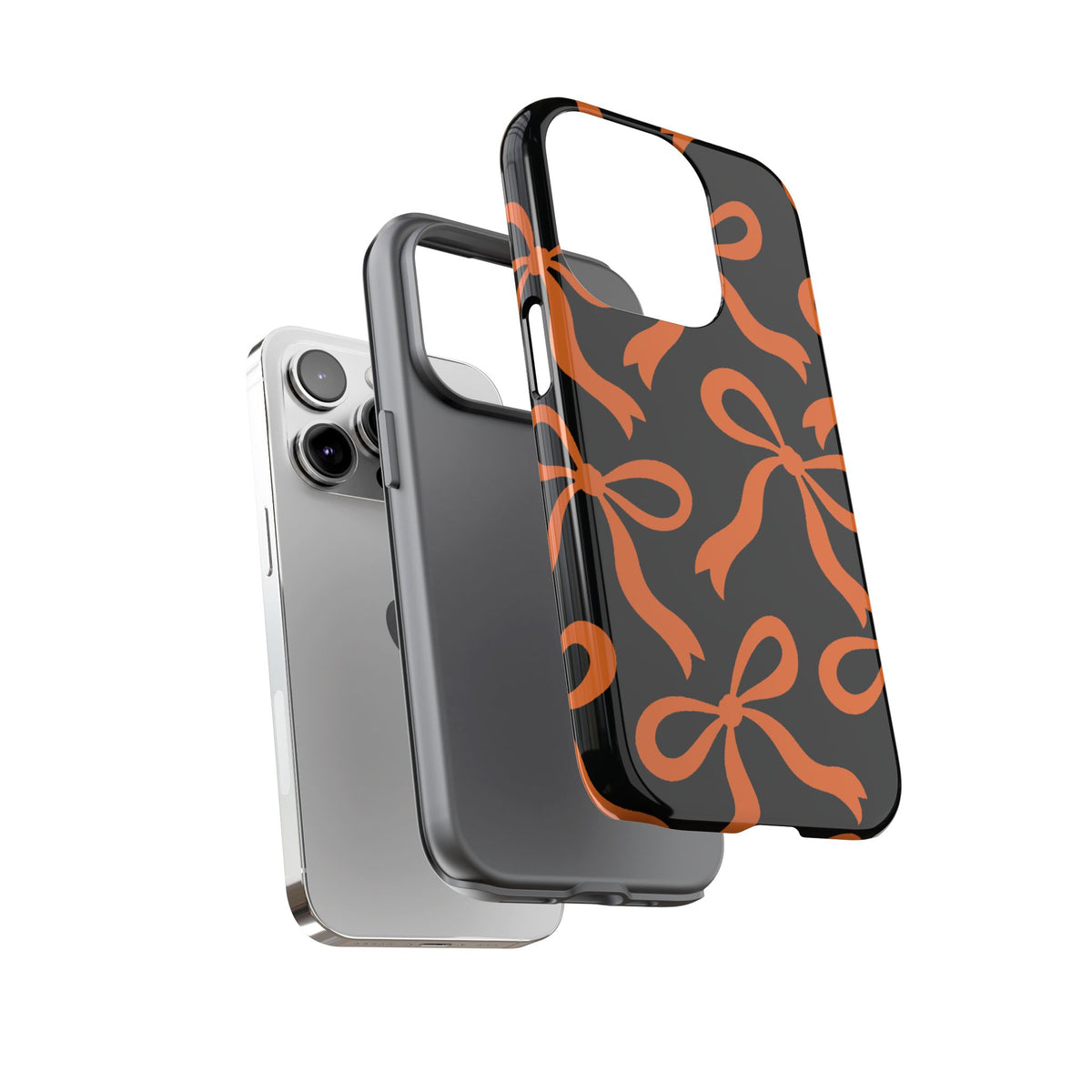 Bold Black and Burnt Orange Bow Pattern Phone Case - Black Phone Case